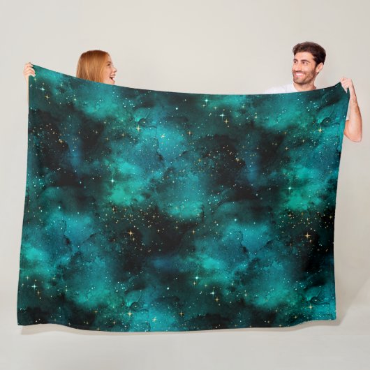 Teal Galaxy Serie Ontwerp 1 Fleece Deken (In situ)