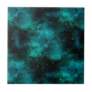 Teal Galaxy Serie Ontwerp 1 Tegeltje