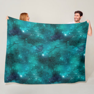Teal Galaxy Series Design 8 Fleece Deken