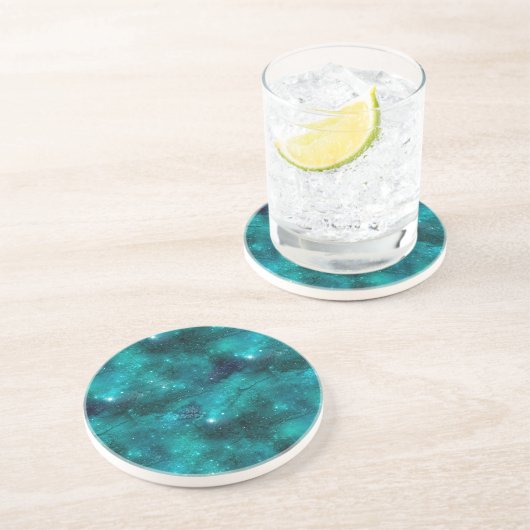 Teal Galaxy Series Design 8 Zandsteen Onderzetter (Zijkant)