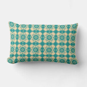 Teal Geel Geruit Argyle Patroon Kussen