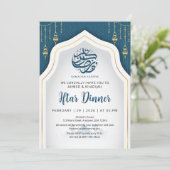 Teal Geometric Arch Ramadan Iftar Invitation (Debout devant)