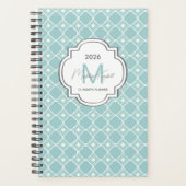 Teal Geometric Pattern Custom Monogram Name (Devant)
