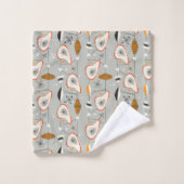 Teal géométrique et motif bleu (Gant de toilette)