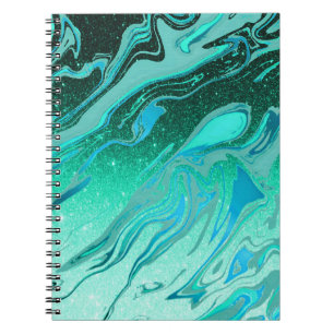 Teal glinsterende marmer notitieboek