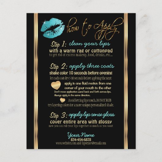 Teal Glitter Lip Instructies Flyer (Voorkant)