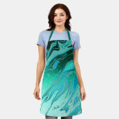 Teal glitterspaander schort (Gedragen)