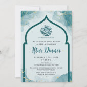 Teal Gold Abstract Ramadan Iftar Dinner Invitation (Devant)