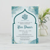 Teal Gold Abstract Ramadan Iftar Dinner Invitation (Debout devant)