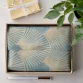 Teal gold pattern, fan feather pattern, Art Deco c Tissuepapier (Geschenk)