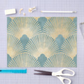 Teal gold pattern, fan feather pattern, Art Deco c Tissuepapier (Craft)