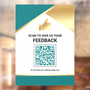 Teal Gold QR-code Klantfeedback Beoordeling Raamsticker