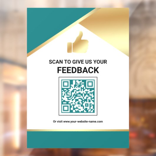 Teal Gold QR-code Klantfeedback Beoordeling Raamsticker (Vel 2)
