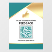 Teal Gold QR-code Klantfeedback Beoordeling Raamsticker (Vel)
