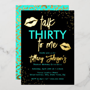 Teal Gold Talk Thirty To Me Luipaard 30ste Folie Uitnodiging