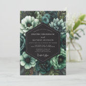 Teal Gothic Bloom Wedding Kaart (Staand voorkant)