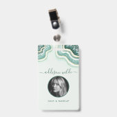 Teal Goud Glitter Agate Geode Luxe ID Badge (Voorzijde met clip)