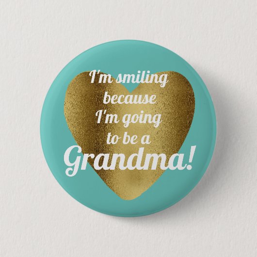Teal Gouden Hart Gaat Oma Aankondiging Ronde Button 5,7 Cm (Voorkant)