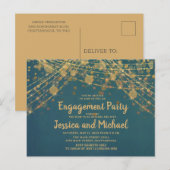 Teal Gouden Slingerlichten Verloving Feest Briefkaart (Voorkant / Achterkant)