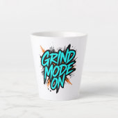 Teal Graffiti Style "Grind Mode On" Latte Mok (Voorkant)