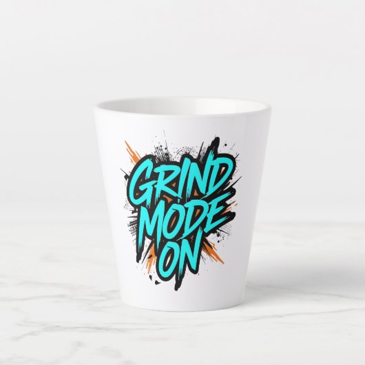 Teal Graffiti Style "Grind Mode On" Latte Mok (Voorkant)
