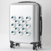 teal gray team colors gifts 13 basketball stickers (Sur valise)