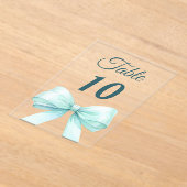 Teal green bow acrylic table number sign acryl uitnodigingen (Laagn)