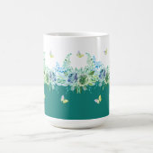 Teal Green Butterflies Floral Mug (Centre)