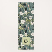 Teal Green Chinoiserie Initial Tropical Floral Yogamat (Voorkant)