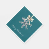 Teal Green Cream Bow Silver Snowflake Servet (Hoek)