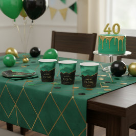 Teal Green Gold Glitter Abstract Watercolor Marble Papieren Bekers