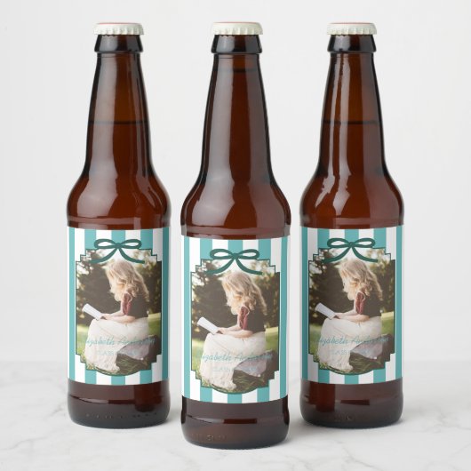 Teal Green Graduation Bier Etiket (Flessen)