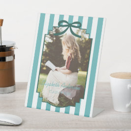 Teal Green Graduation Reclamebord Met Voetstuk