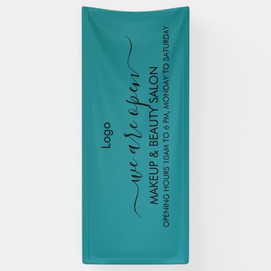 Teal Green Lips Beauty Salon Spandoek (Verticaal)