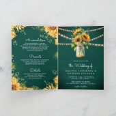 Teal Green Sunflowers Mason Jar QR Code Wedding (Binnen)