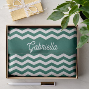 Teal groene Chevron zig zag streeppatroon Tissuepapier