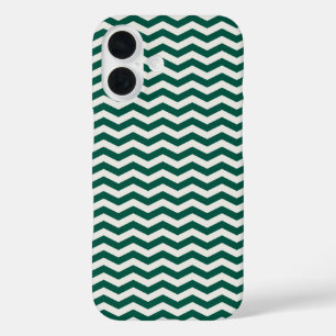 Teal groene Chevron zigzag streeppatroon iPhone 16 Hoesje