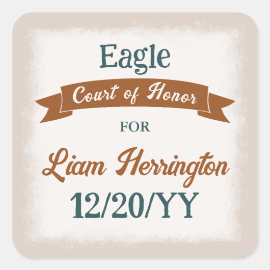 Teal groene, koperbruine feeststicker vierkante sticker (Voorkant)