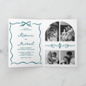 Teal Hand Drawn Bow QR Code Photo Wedding (Binnen)