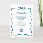 Teal Hand Drawn Bow QR Code Photo Wedding (Achterkant)