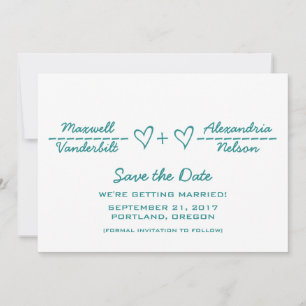 Teal Hart Vergelijking Save the Date Uitnodiging