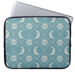 Teal Hemelzon En Maan Laptop Sleeve