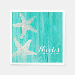 Teal Hout & Stervis Strand Elegant Tropisch Chic Servet
