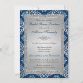 Teal, invitation de Fête de la mariée de damassé (Devant)