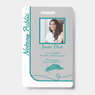 Teal Klassieke Stijl Notaris Openbare ID-badge QR- Badge