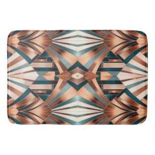 Teal Koper Geometrische Wolkenkrabber Neo Art Deco Badmat