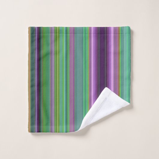 Teal Lavender Orange Purple Stripes (Gant de toilette)