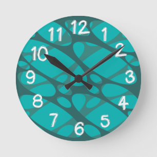 Teal Layered Ovals Ronde Klok