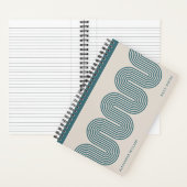 Teal Lombard Wavy Lines Modern Custom Notebook Notitieboek (Binnen)