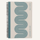 Teal Lombard Wavy Lines Modern Custom Notebook Notitieboek (Voorkant)
